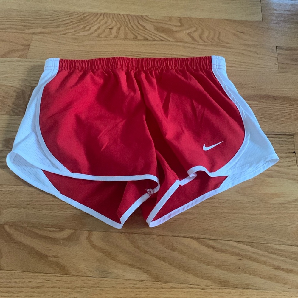 Nike Red and white girls running shorts
